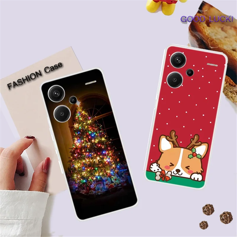 For Xiaomi Redmi Note 13 Pro+ 5G Case Soft TPU Phone Cover Merry Christmas - Blue LED Strip