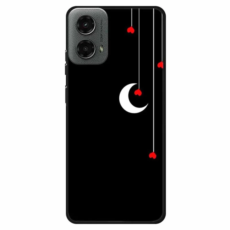 Per Motorola Moto G 5G (2024) Custodia Estetica Motivo TPU Antiurto Custodia Telefonica - Cuori e Luna