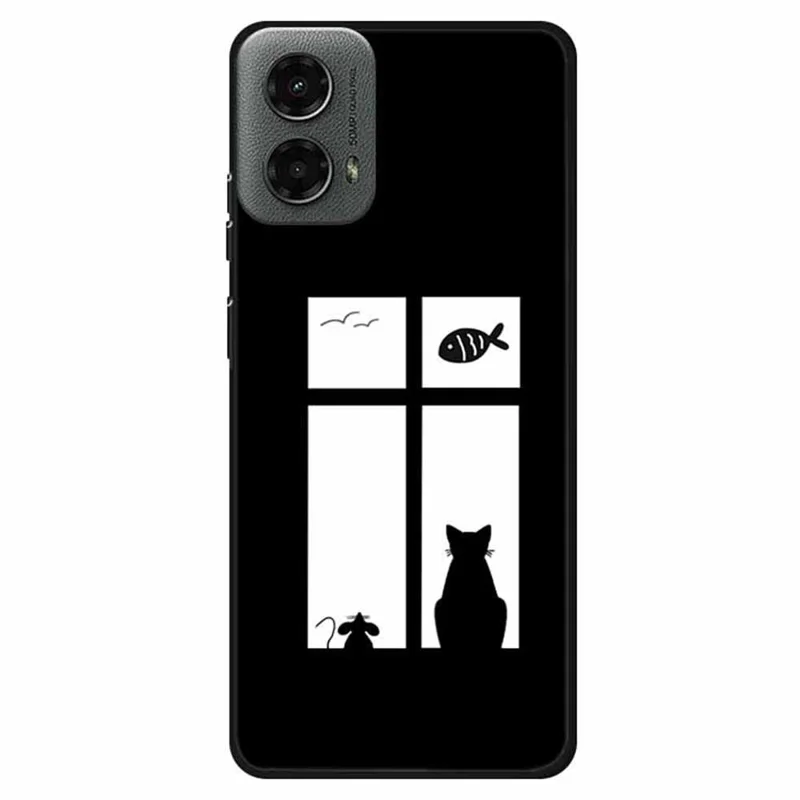 For Motorola Moto G 5G (2024) Case Aesthetic Pattern TPU Shockproof Phone Cover - Cat and Mouse