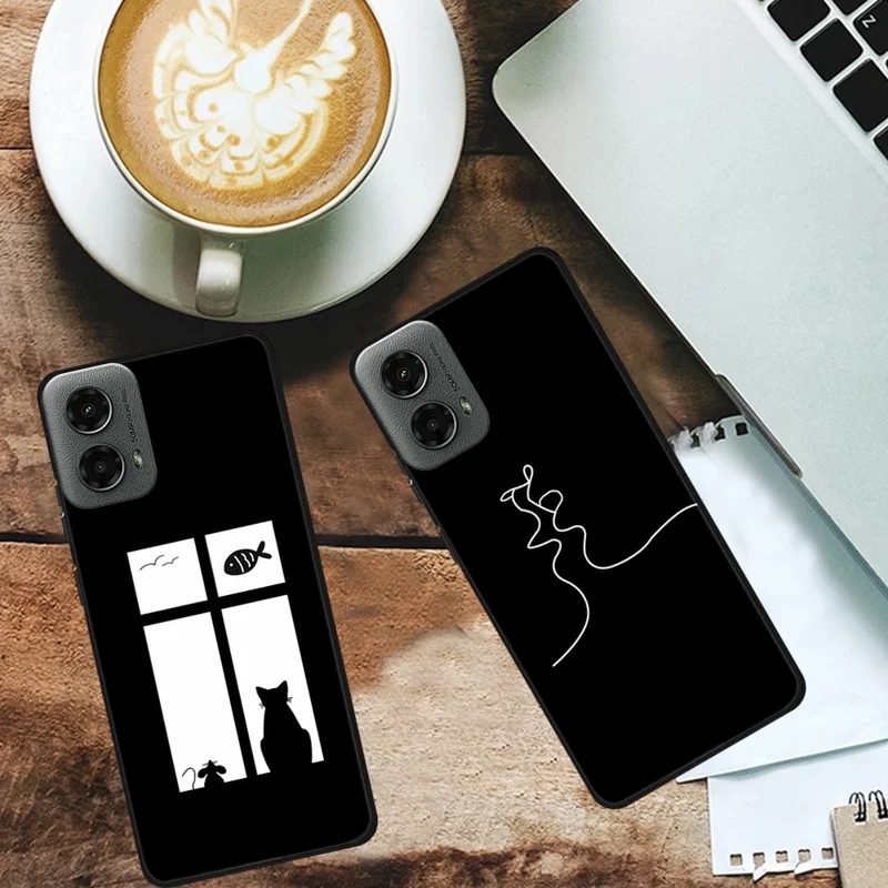 For Motorola Moto G 5G (2024) Case Aesthetic Pattern TPU Shockproof Phone Cover - Cat and Mouse