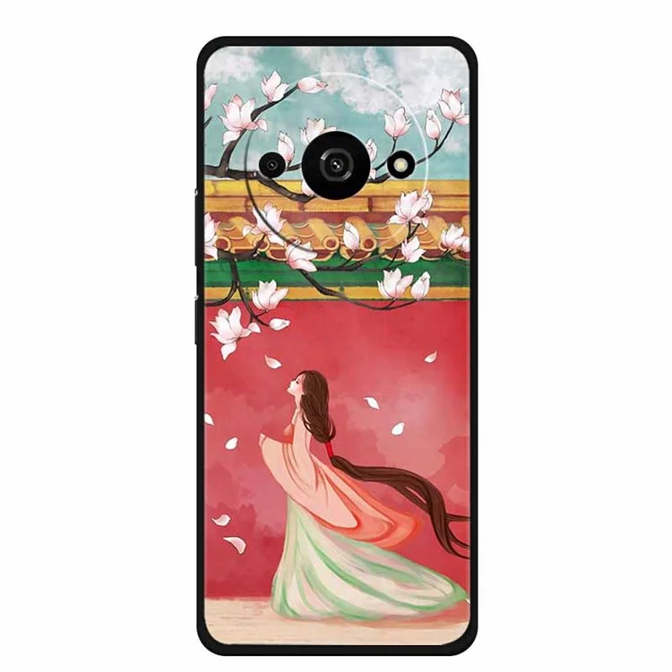 For Xiaomi Redmi A3 / Poco C61 4G Case Unique Pattern Design Soft TPU Phone Cover - Peach Blossom Lady