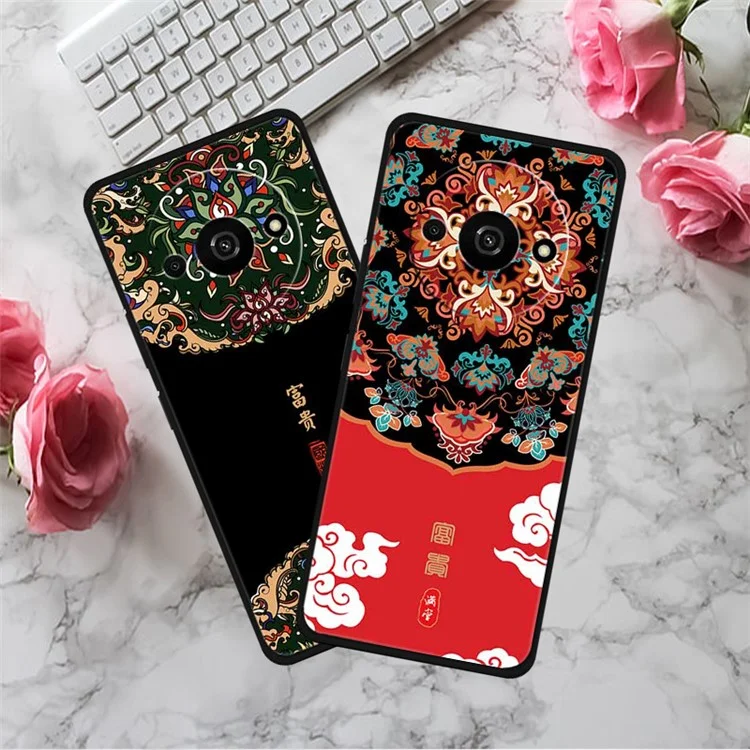 For Xiaomi Redmi A3 / Poco C61 4G Case Unique Pattern Design Soft TPU Phone Cover - Peach Blossom Lady