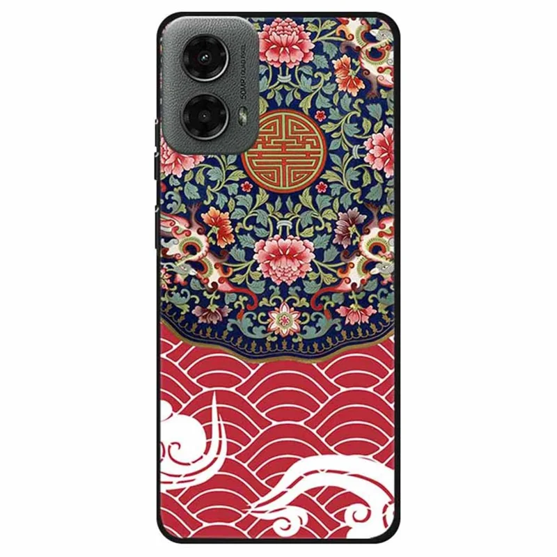 Для Motorola Moto G 5G (2024) / G Play (2024) 4G Мягкий чехол Уникальный узор Дизайн Slim TPU Чехол для телефона - Floralазурный дракон
