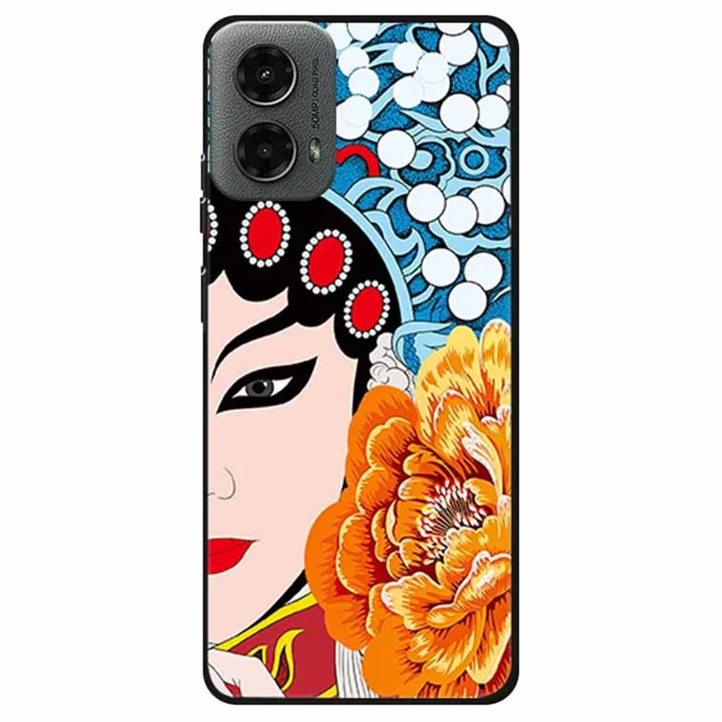 Für Motorola Moto G 5G (2024) / G Play (2024) 4G Softcase Einzigartiges Musterdesign Schlanke TPU-Handyhülle - Pekingoper-Maske