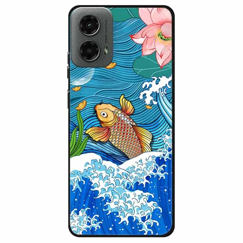 Para Motorola Moto G 5G (2024) / G Play (2024) 4G Capa Suave Desenho de Padrão Único Design Slim TPU Capa de Telefone - Carpa Surfando
