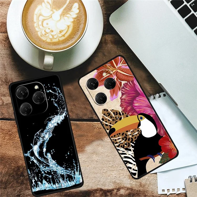 For TECNO Spark 20 Pro Case Pattern Slim Shockproof Back TPU Cover - Cercis Gold Flower