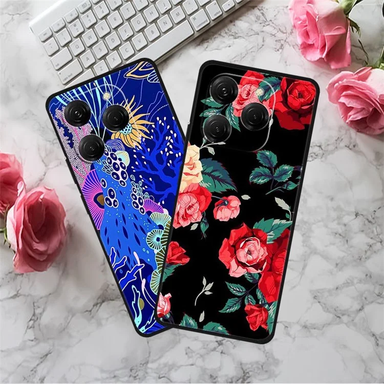 For TECNO Spark 20 Pro Case Pattern Slim Shockproof Back TPU Cover - Cercis Gold Flower