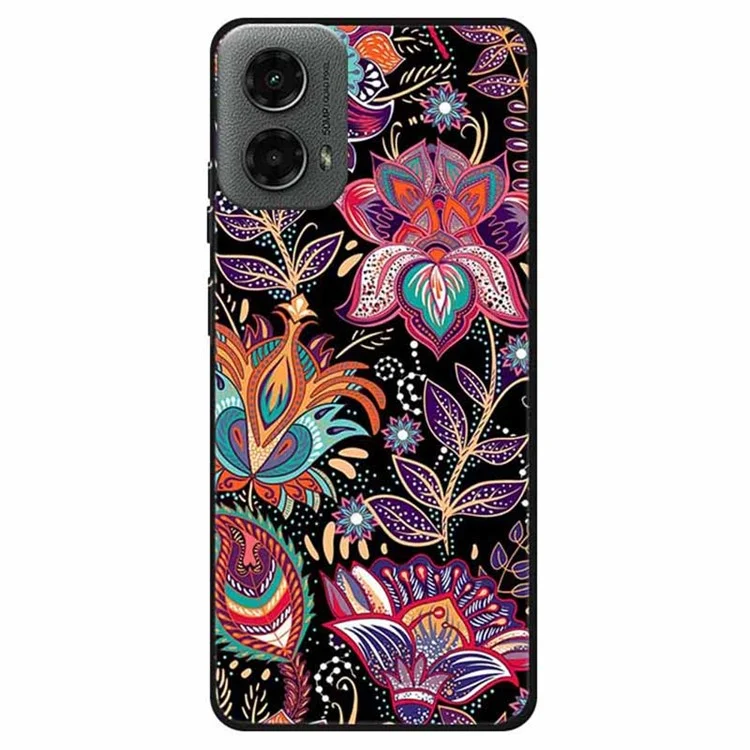 Per Motorola Moto G 5G (2024) Case Soft TPU Pattern Phone Cover - Purple Leaf Flower
