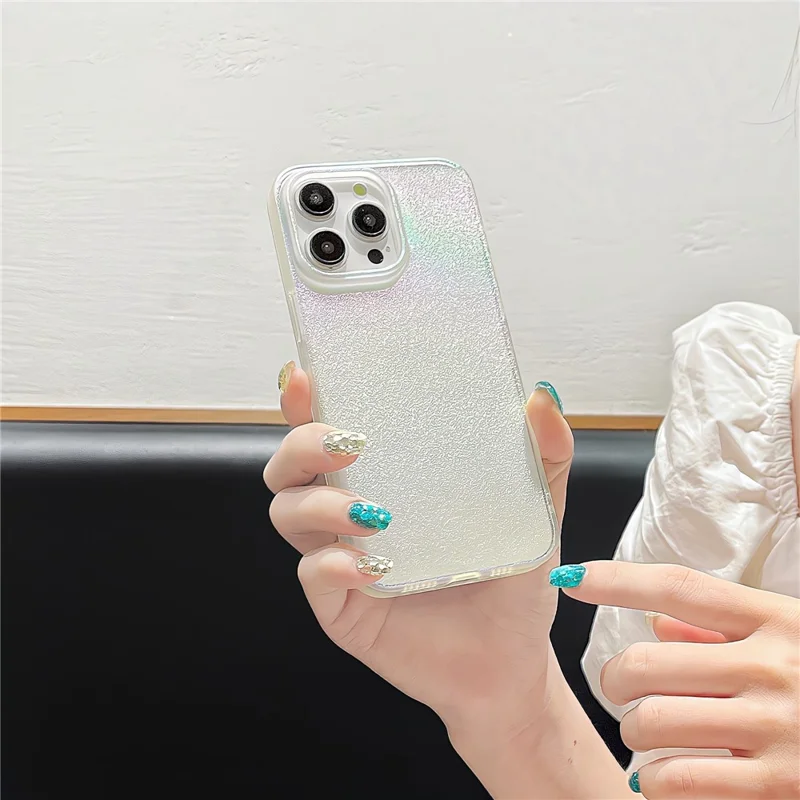 For iPhone 14 Pro Shockproof Cover Colorful Pearl Pattern Soft TPU Phone Case - White