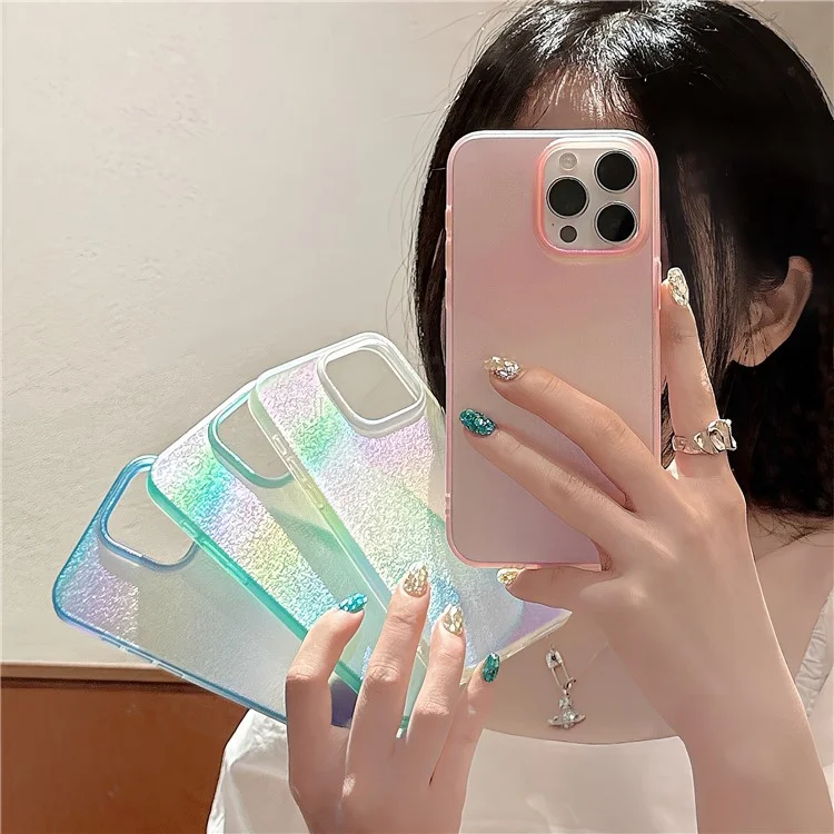 Für iPhone 15 Pro Case Shiny Pearlescent Texture Soft TPU Phone Cover - Pink