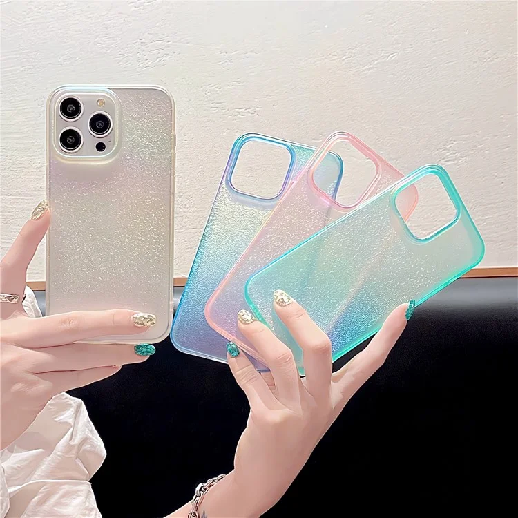 Für iPhone 15 Pro Case Shiny Pearlescent Texture Soft TPU Phone Cover - Pink