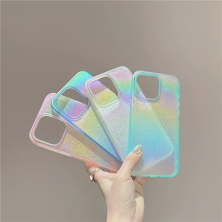 Für iPhone 15 Pro Case Shiny Pearlescent Texture Soft TPU Phone Cover - Pink