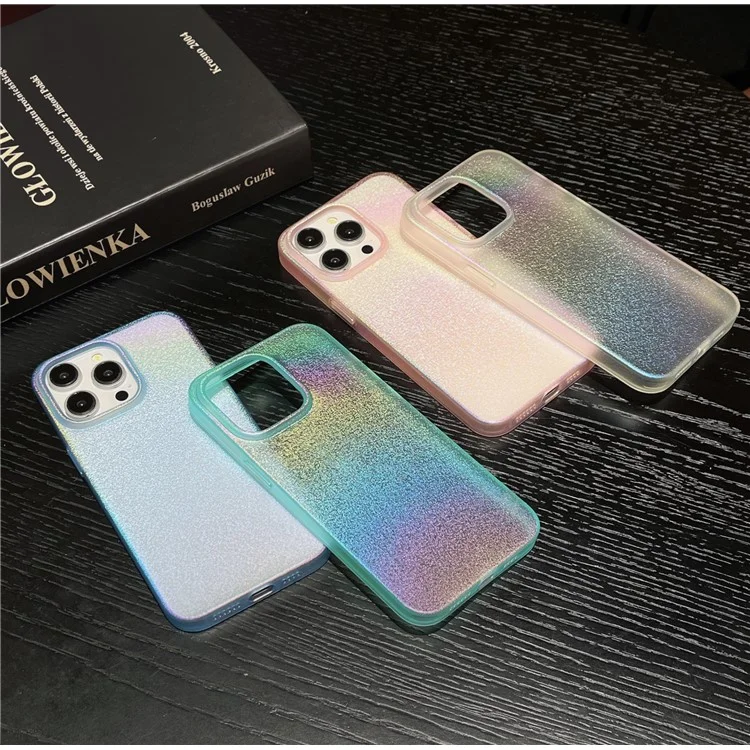 Für iPhone 15 Pro Case Shiny Pearlescent Texture Soft TPU Phone Cover - Pink