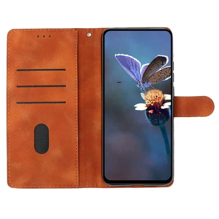 For Samsung Galaxy A55 5G Cell Phone Case Magnetic Clasp PU Leather Stand Wallet Cover - Brown