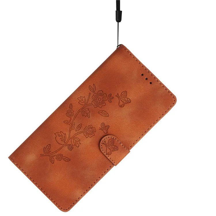 For Samsung Galaxy A55 5G Cell Phone Case Magnetic Clasp PU Leather Stand Wallet Cover - Brown