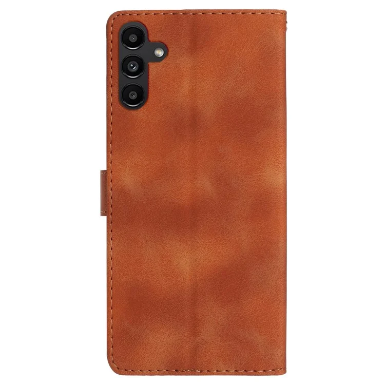 For Samsung Galaxy A55 5G Cell Phone Case Magnetic Clasp PU Leather Stand Wallet Cover - Brown