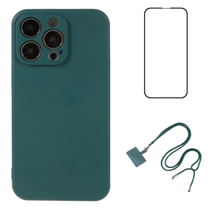WANLONFENG RB1 Series For iPhone 14 Pro Max Case TPU Phone Cover with Front Screen Film - Army Green