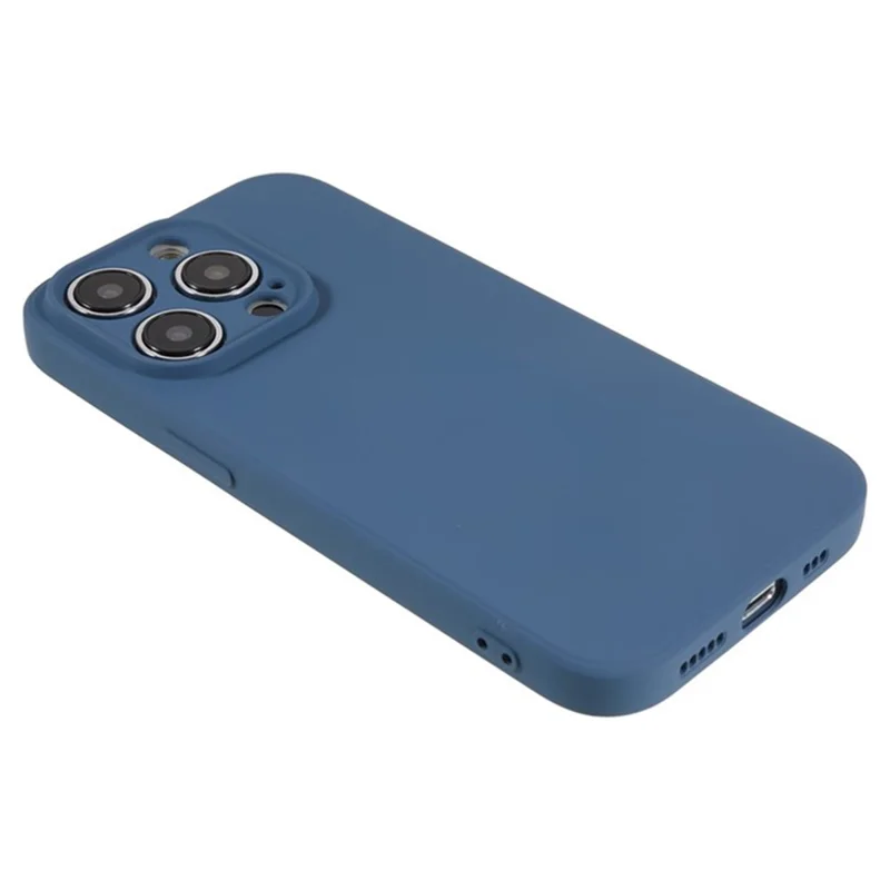 WANLONFENG RB1 Series For iPhone 14 Pro Slim Case Soft TPU Phone Case with Screen Film, Lanyard - Sapphire