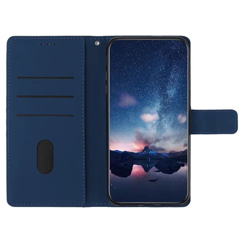 For Samsung Galaxy A55 5G Phone Case Imprinted Rhombus Wallet Stand Leather Cover - Blue