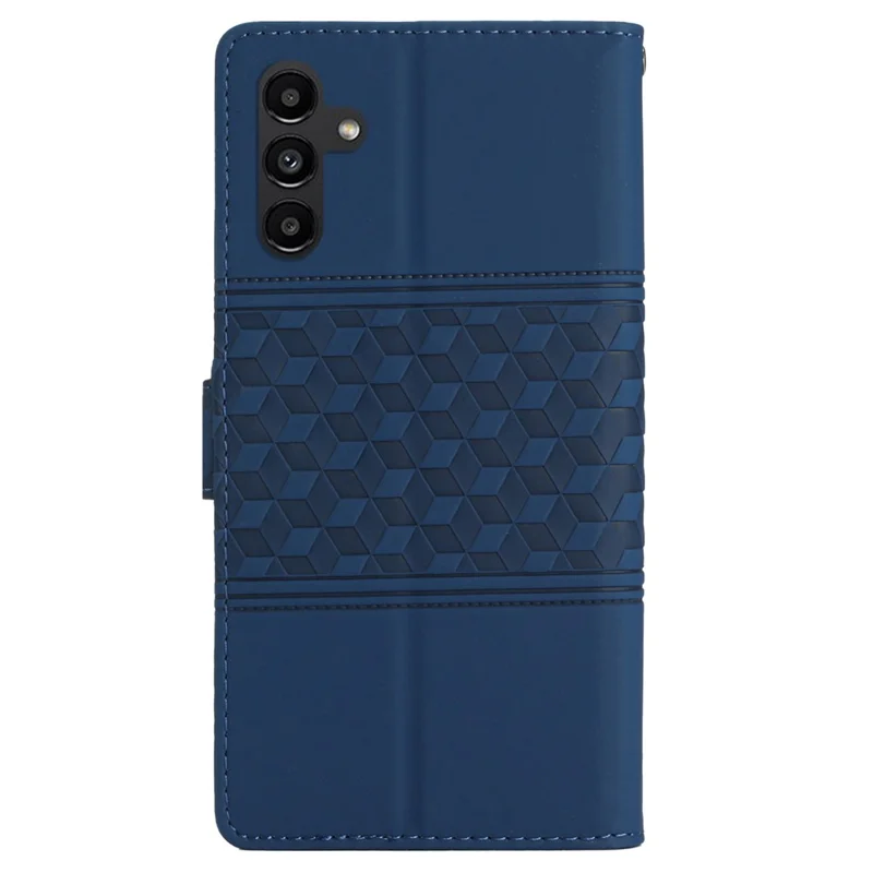 For Samsung Galaxy A55 5G Phone Case Imprinted Rhombus Wallet Stand Leather Cover - Blue