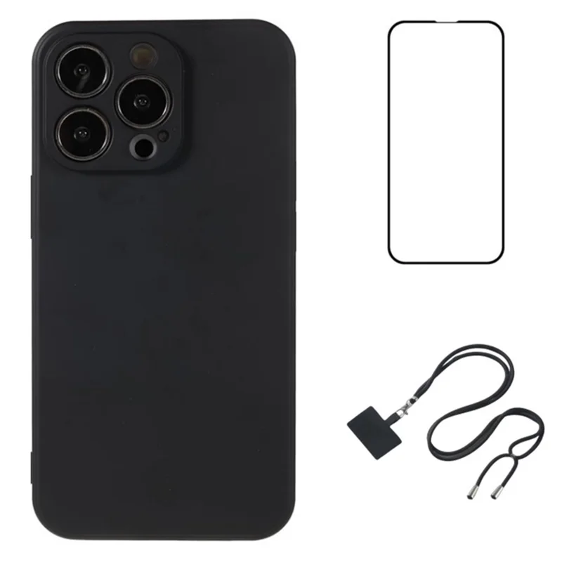 WANLONFENG Série RB1 pour iPhone 13 Pro Étui antichoc avec film de protection d'écran, dragonne, Étui de téléphone en TPU - Noir