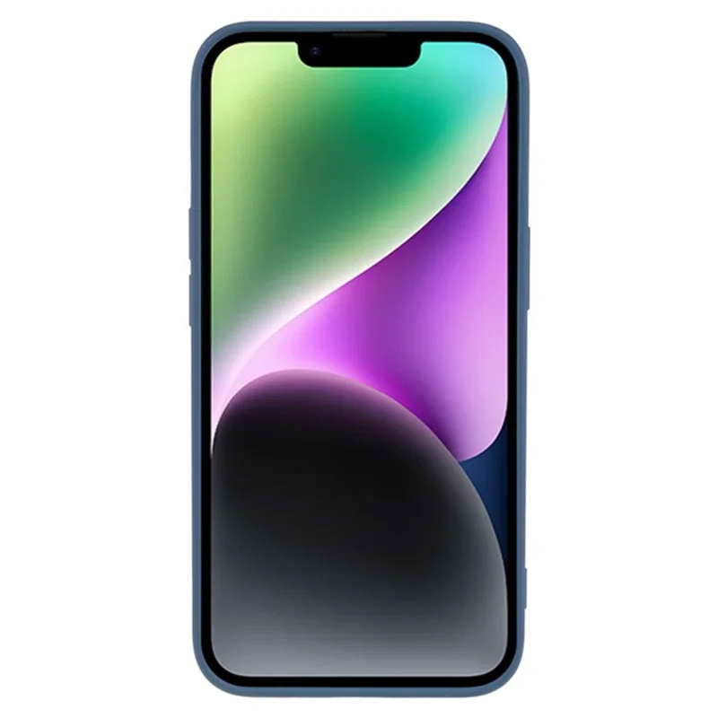 WANLONFENG RB1 Série Pour iPhone 14 Étui Slim en Caoutchouc Souple Coque de Téléphone avec Film de Protection d'Écran, Cordon - Saphir