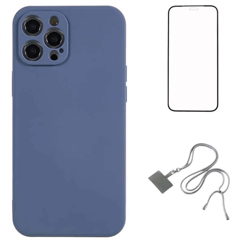 WANLONFENG RB1 Series For iPhone 12 Pro Max Case Soft TPU 3-in-1 Phone Cover with Screen Film - Lavender Grey