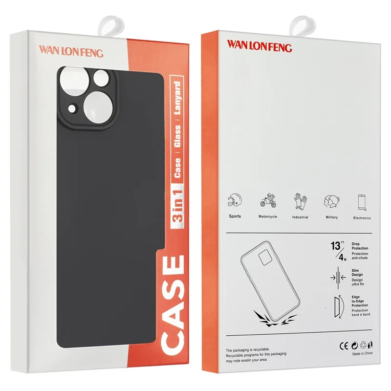 WANLONFENG RB1 Series For iPhone 12 Pro Max Case Soft TPU 3-in-1 Phone Cover with Screen Film - Lavender Grey