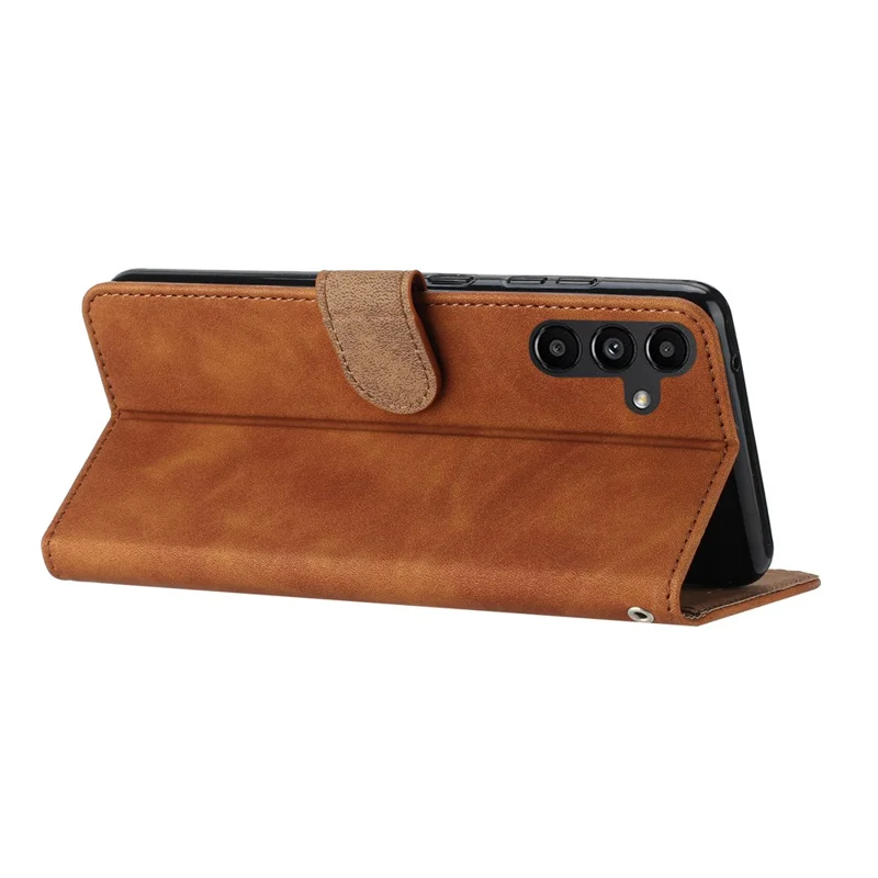 For Samsung Galaxy A35 5G Case PU Leather Wallet Stand Butterfly Imprinted Phone Cover - Brown