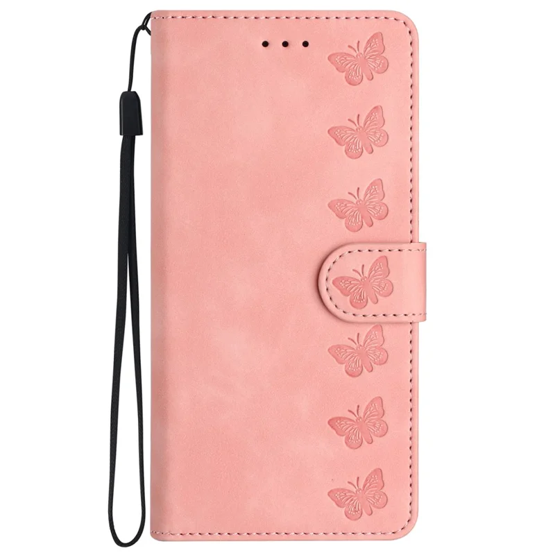 For Samsung Galaxy A35 5G Case PU Leather Wallet Stand Butterfly Imprinted Phone Cover - Pink