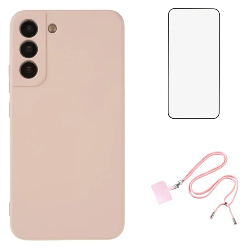 WANLONFENG RB1 Series Per Samsung Galaxy S21 FE 5G Custodia TPU con Protezione Schermo+Cordino - Rosa