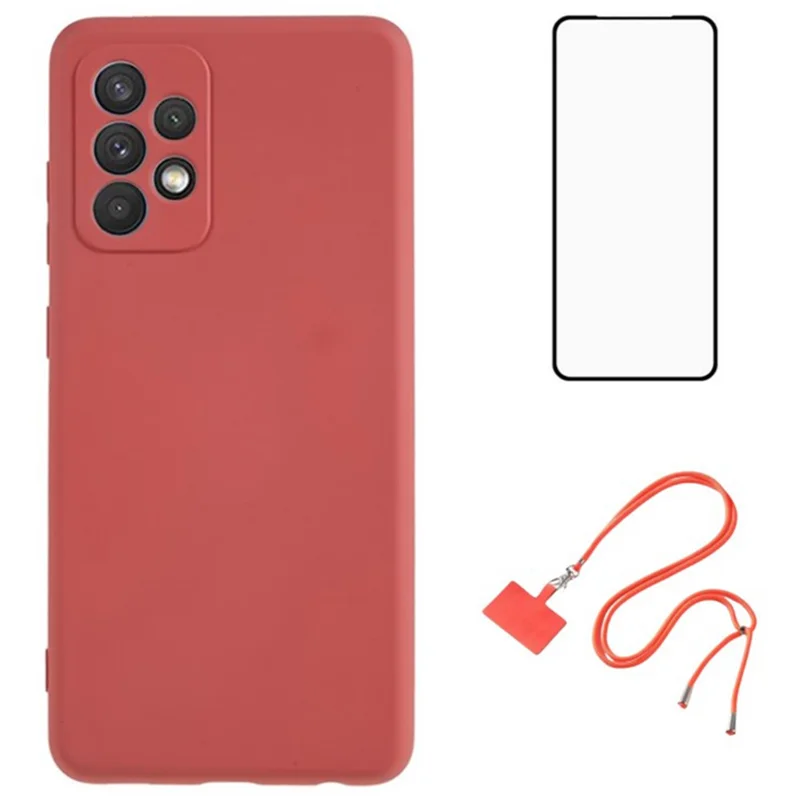 WANLONFENG RB1 Series For Samsung Galaxy A52 4G / 5G / A52s 5G TPU Phone Case  with Screen Protector - Hawthorn Red