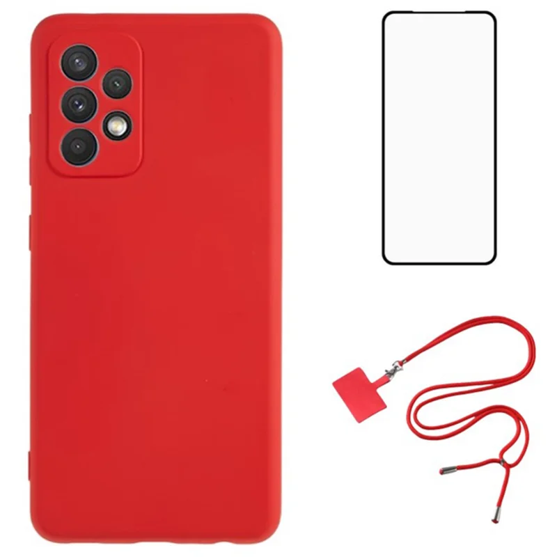 WANLONFENG RB1 Series For Samsung Galaxy A52 4G / 5G / A52s 5G TPU Phone Case  with Screen Protector - Red