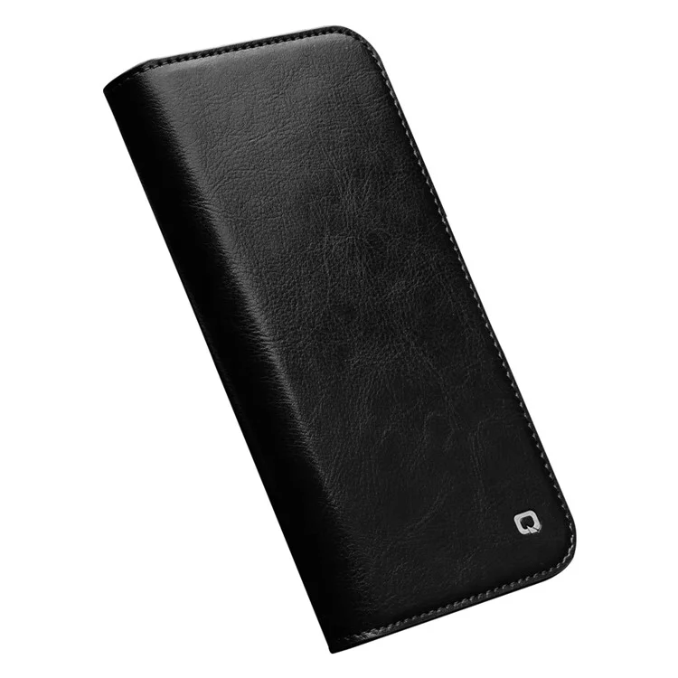 QIALINO Für iPhone 14 Pro Max 6,7 Zoll Flip Wallet Case Stand Drop-proof Echtleder Handyhülle - Schwarz