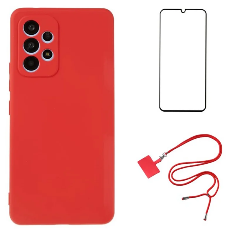 WANLONFENG RB1 Series For Samsung Galaxy A13 4G Case 3 in 1 TPU Phone Cover with Lanyard - Red