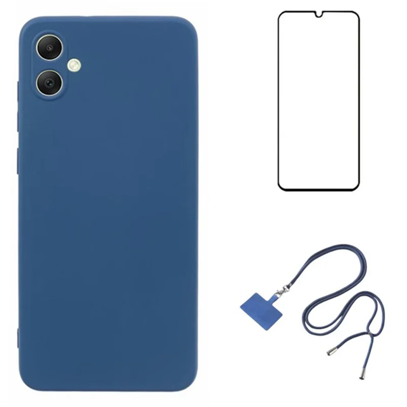 WANLONFENG RB1 Series For Samsung Galaxy A05 4G TPU Case Screen Protector Lanyard 3-en-1 - Zafiro