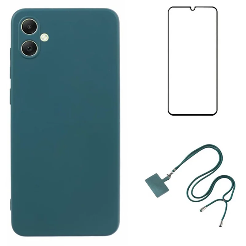 WANLONFENG RB1 Series For Samsung Galaxy A05 4G TPU Case Screen Protector Lanyard 3-in-1 -  Army Green