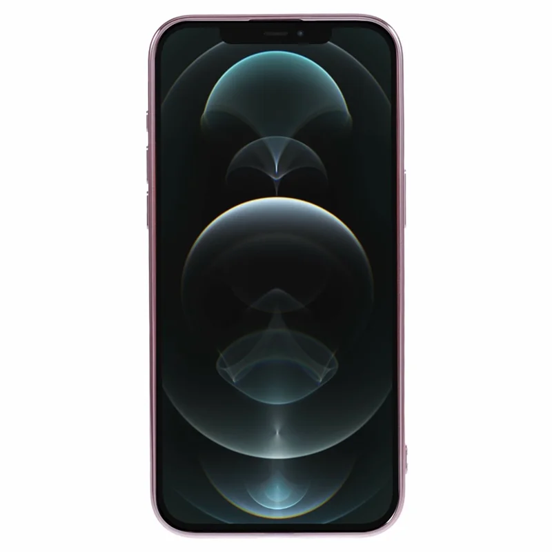 For iPhone 12 Pro TPU Case Electroplating Protective Phone Cover with Heart Chain Strap -  Pink