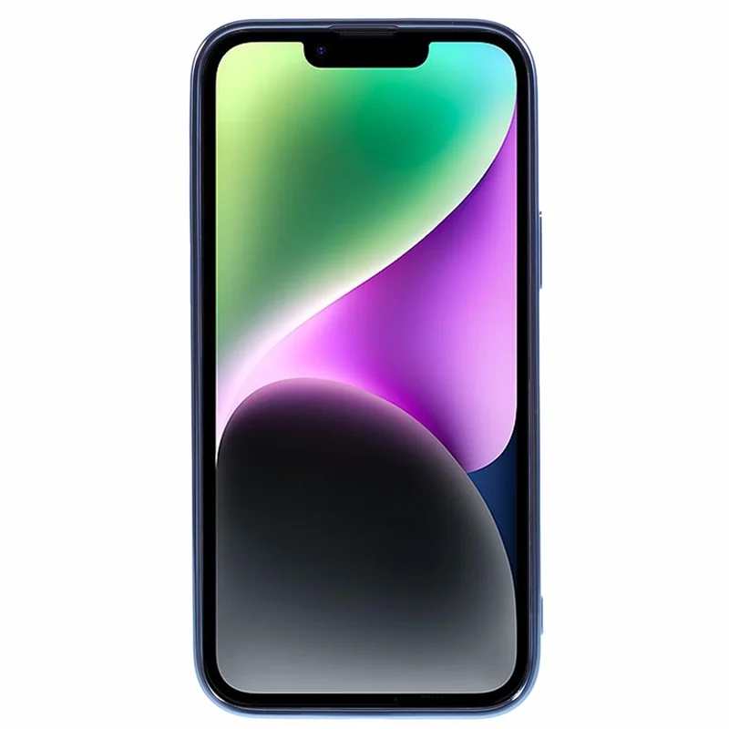 For iPhone 14 Plus Case Electroplating Love Hearts TPU Phone Cover with Chain - Baby Blue