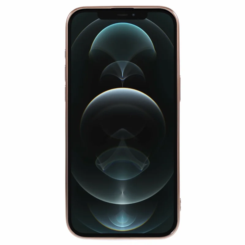 Per iPhone 12 Pro Max Custodia TPU con Cinturino a Forma di Cuore Placcatura Telefono - Viola Scuro