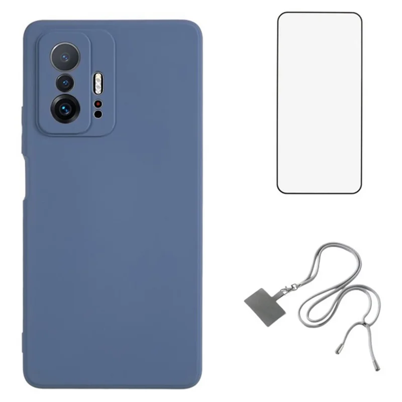 WANLONFENG RB1 Series For Xiaomi 11T 5G / 11T Pro 5G TPU Case with Screen Protector+Lanyard -  Lavender Grey