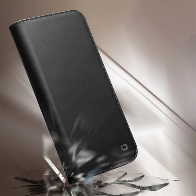 QIALINO For iPhone 14 Pro Max 6.7 inch Classic 2nd-Series Phone Case Flip Stand Wallet Cover Business Style Genuine Leather Phone Shell - Black