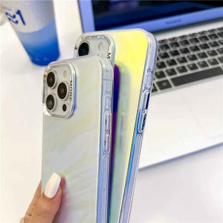 Für iPhone 15 Pro Max Case PC+TPU IMD Laser Texture Matte Phone Cover mit Perlenarmband - AK2