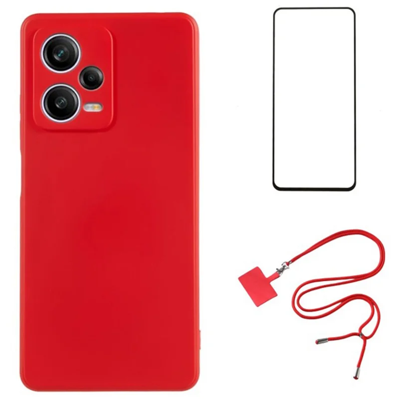 WANLONFENG RB1 Serie für Xiaomi Redmi Note 12 Pro 5G Handyhülle, TPU-Hülle mit Bildschirmschutzfolie - Rot