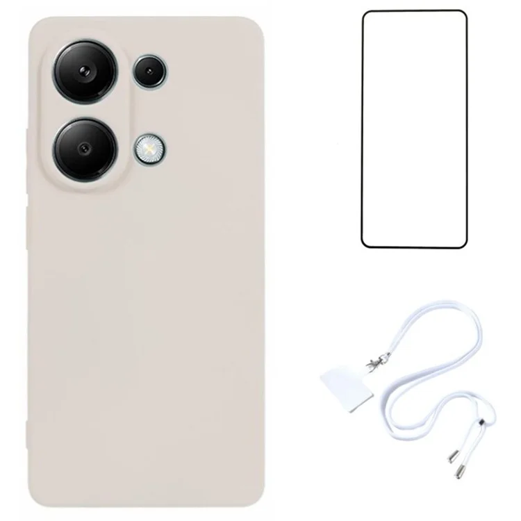 WANLONFENG Serie RB1 para Xiaomi Redmi Note 13 Pro 4G / Poco M6 Pro 4G Estuche de TPU con Protector de Pantalla - Blanco
