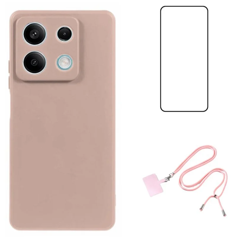 WANLONFENG Série RB1 Para Xiaomi Redmi Note 13 Pro 5G / Poco X6 5G Capa de Telefone TPU com Película de Tela - Rosa