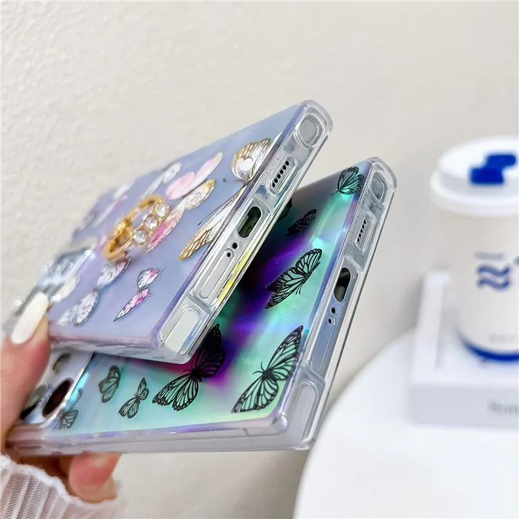 Pour Samsung Galaxy S24 Ultra Case Electroplating Laser Butterfly Pattern Anti-Scratch Phone Cover - AB5