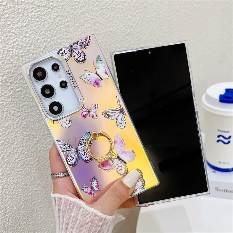 For Samsung Galaxy S24 Ultra Case Electroplating Laser Butterfly Pattern Anti-Scratch Phone Cover - AB1