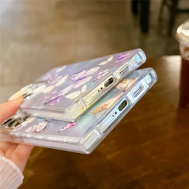 Samsung Galaxy S24 Ultra-hoesje met laser vlindermotief, krasbestendig TPU+PC telefoonhoesje - AB1