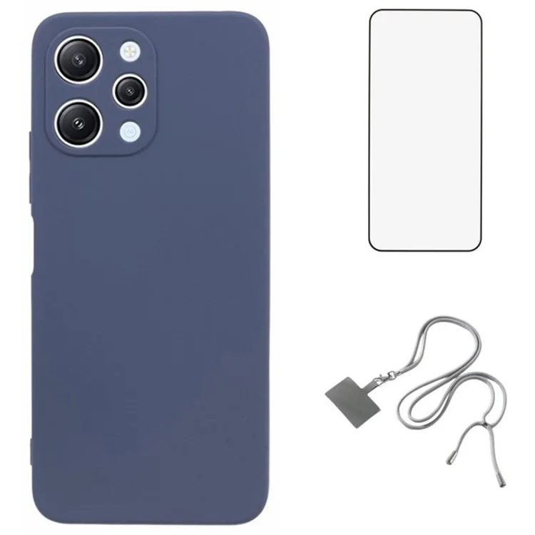 WANLONFENG RB1 Serie für Xiaomi Redmi 12 4G TPU-Handyhülle mit Bildschirmfolie + Schlüsselband - Lavender Grey
